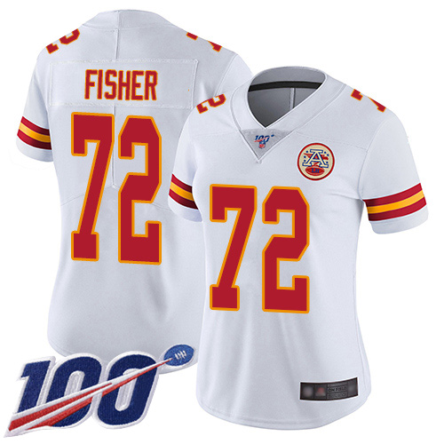 Women Kansas City Chiefs #72 Fisher Eric White Vapor Untouchable Limited Player 100th Season Football Nike NFL Jersey